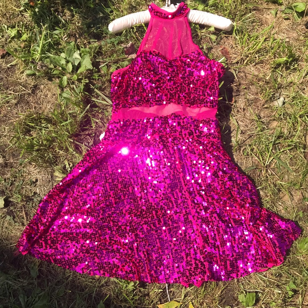Vintage Hot Pink Sequined Dance Dress